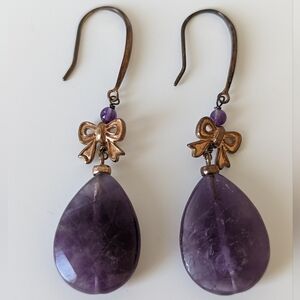 Purple Faceted Drop Hook Earrings